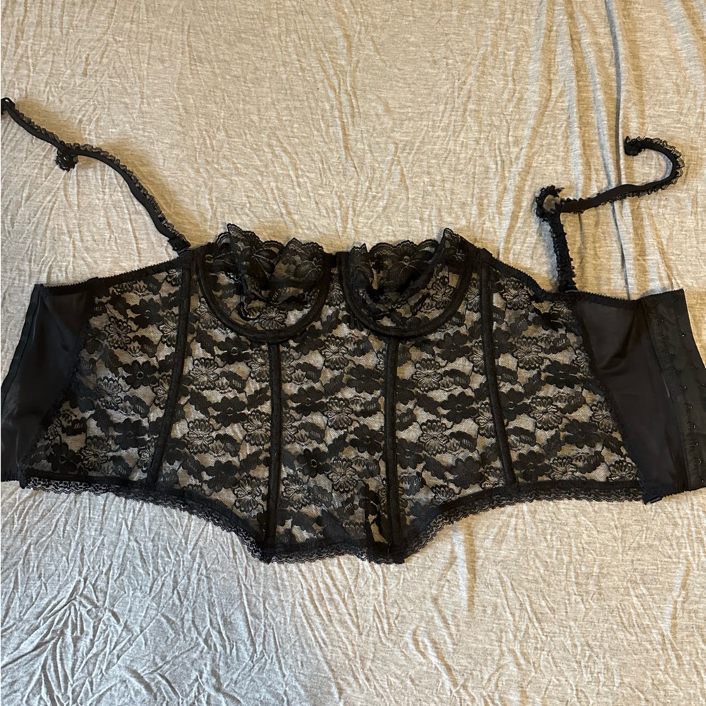Vintage black lace corset